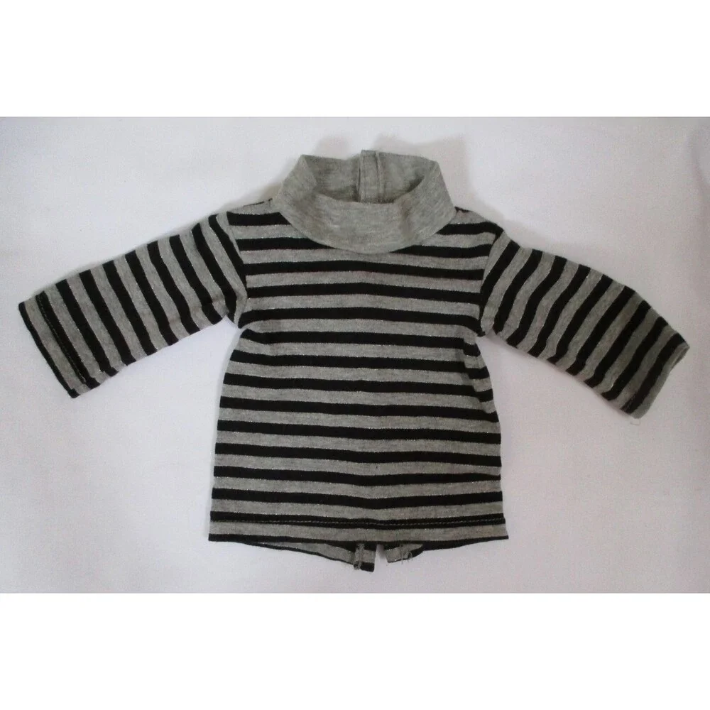 Friends Boutique Madame Alexander Black & Gray Striped Shirt